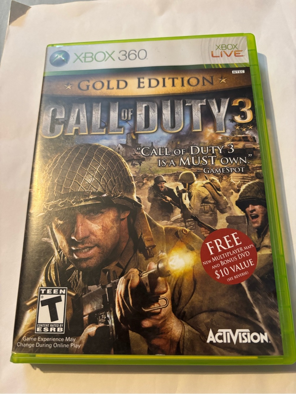 Xbox 360 Call of Duty 3 Gold Edition CIB With Bonus DVD